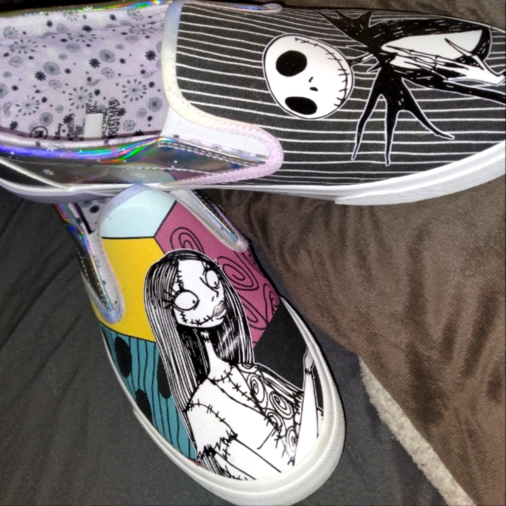 Nightmare Before Christmas NBC Sally and Jack Shoes Size 11 Slip On